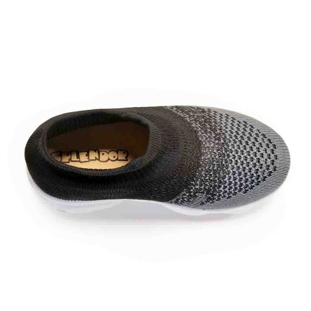 SPLENDOR KNITTED BLACK CASUAL SHOES FOR KIDS - PLUTO