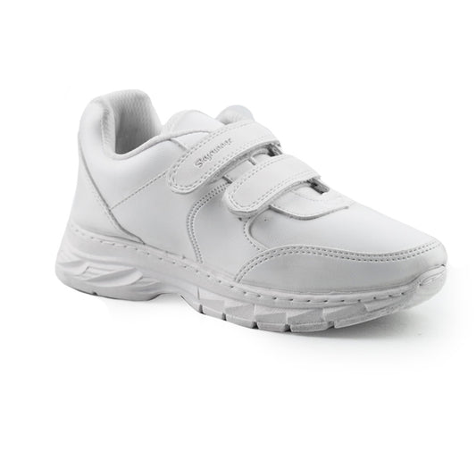 YOO WHITE DOUBLE VELCRO SCHOOL SHOES FOR CHILDREN - APOLLO