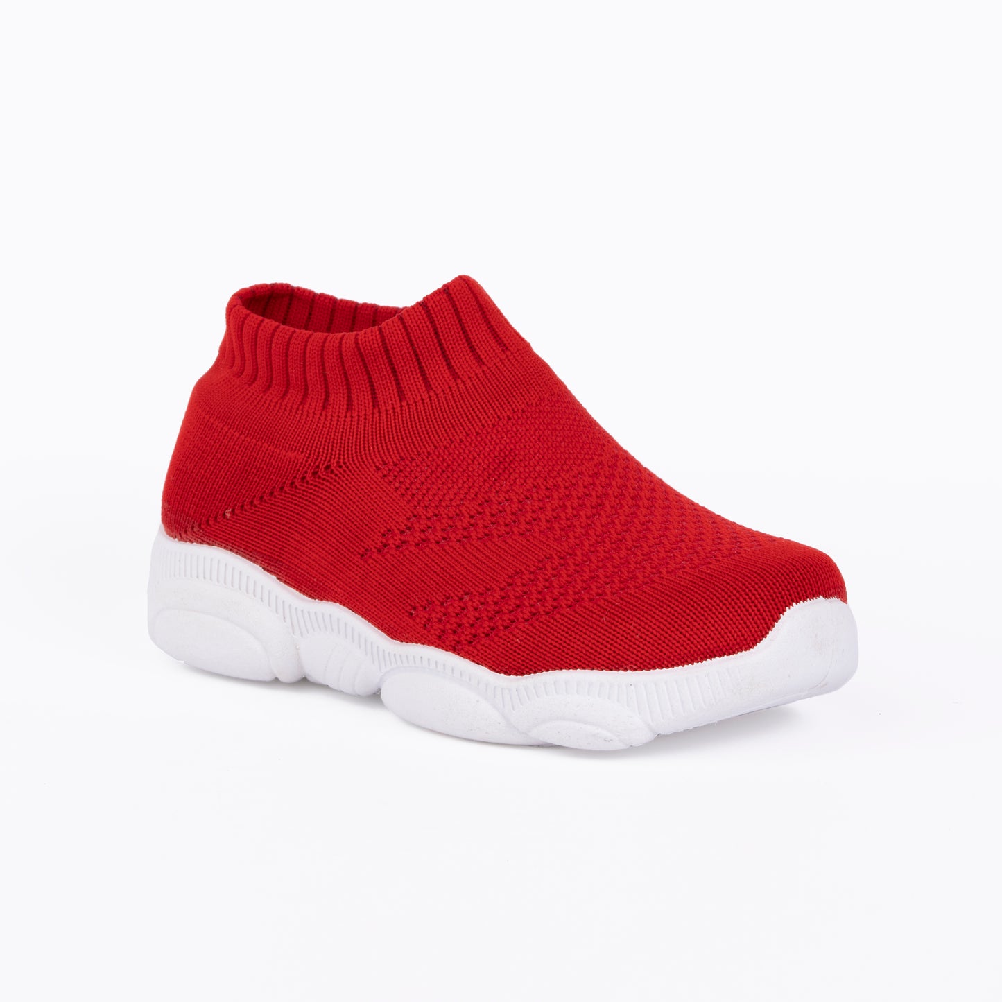 SPLENDOR RED CASUAL KNITTED SHOES FOR KIDS - TUK