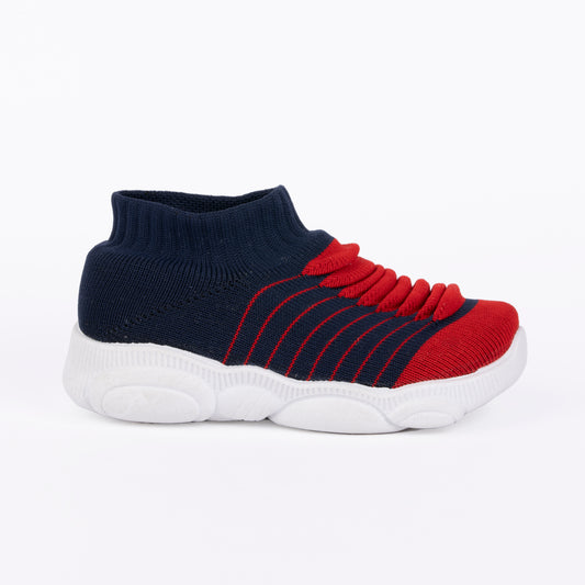 SPLENDOR NAVY BLUE 3D KNITTED SHOES FOR KIDS - WAVES