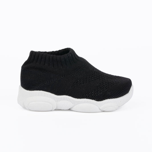 SPLENDOR BLACK CASUAL KNITTED SHOES FOR KIDS - TUK