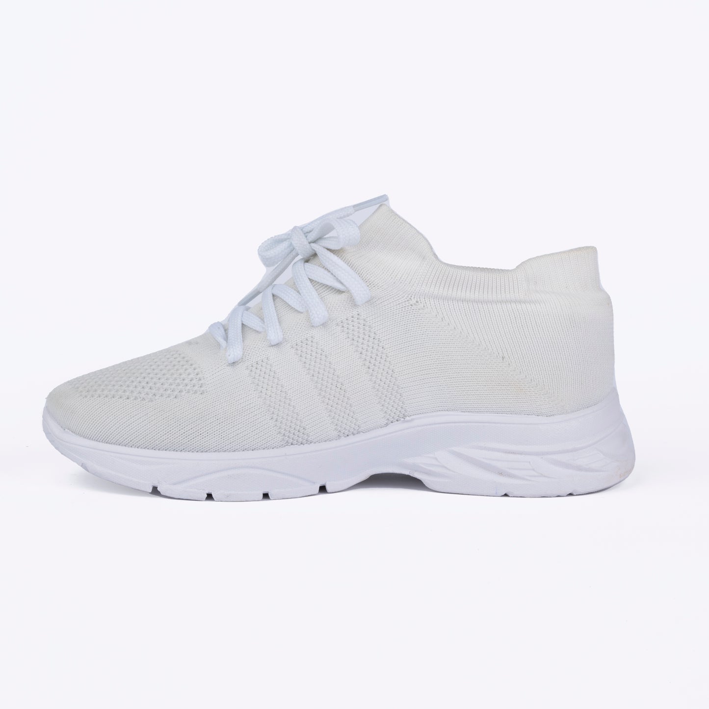 YOO WHITE KNITTED SCHOOL SHOES FOR CHILDREN - ASPIRE