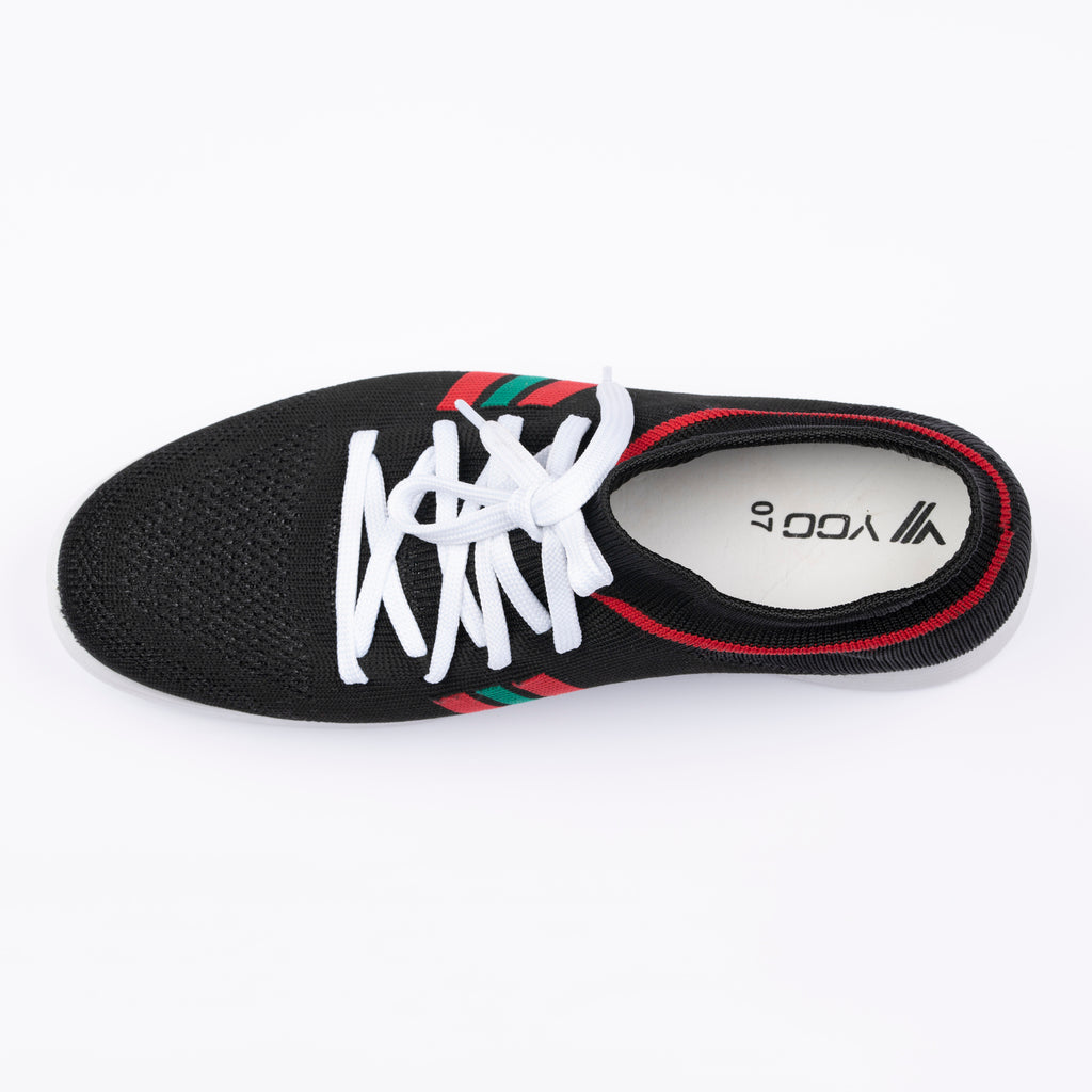 YOO BLACK CASUAL KNITTED SHOES FOR GENTS - STREAK