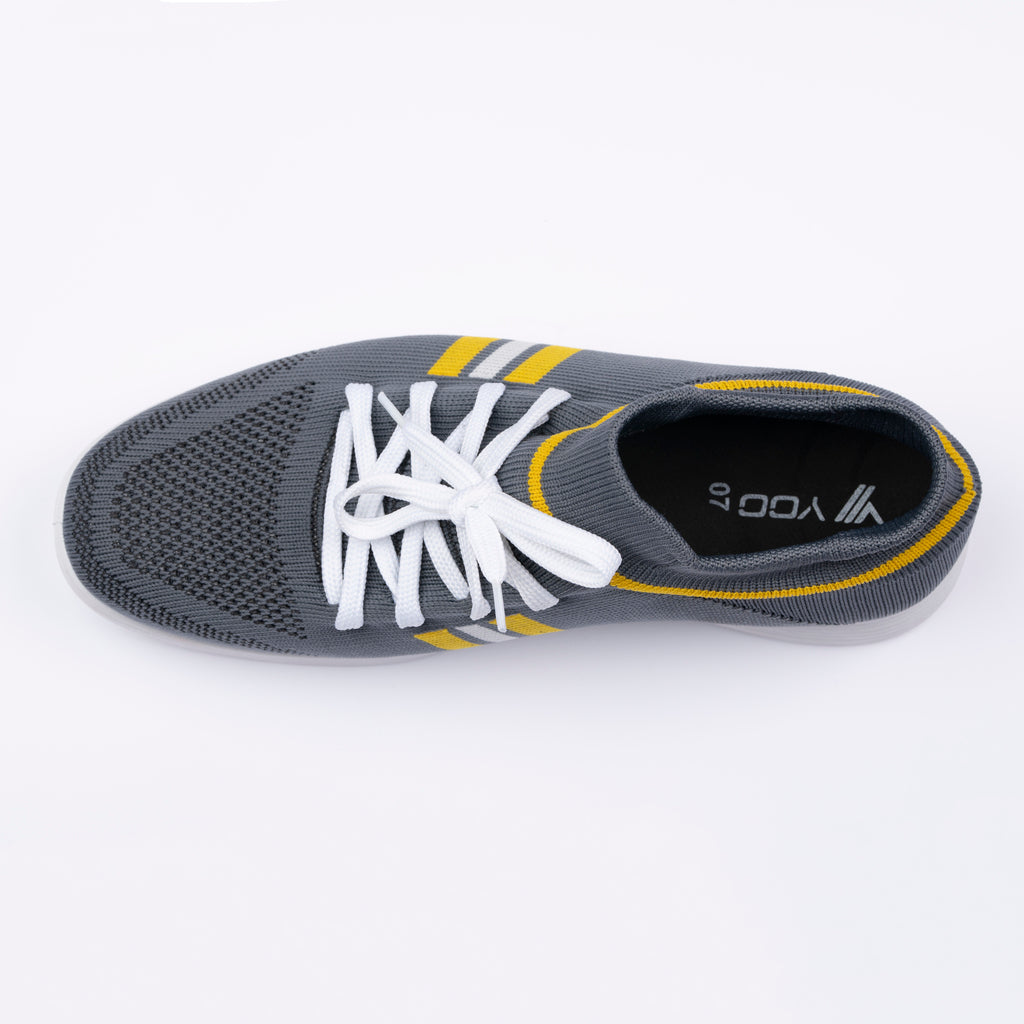 YOO GRAY CASUAL KNITTED SHOES FOR GENTS - STREAK